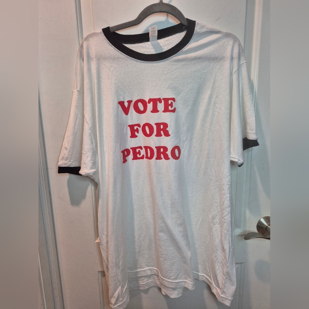 Adult Napoleon Dynamite 'Vote for Pedro'  White T-Shirt Costume HalloweenCosplay